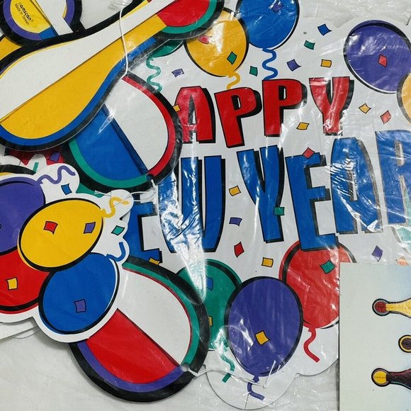 Die Cut Honeycomb NEW YEARS Hanging Decorations 24” In Package Retro Amscan - Picture 5 of 10